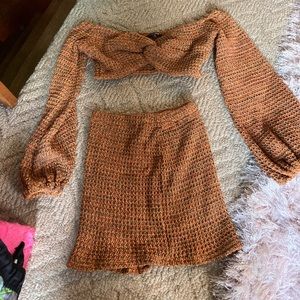 Fashion nova 2 piece knitted skirt set